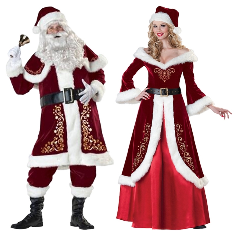 Christmas clothes adult performance coaplay extra large white beard grandpa Santa suit-image-736746426