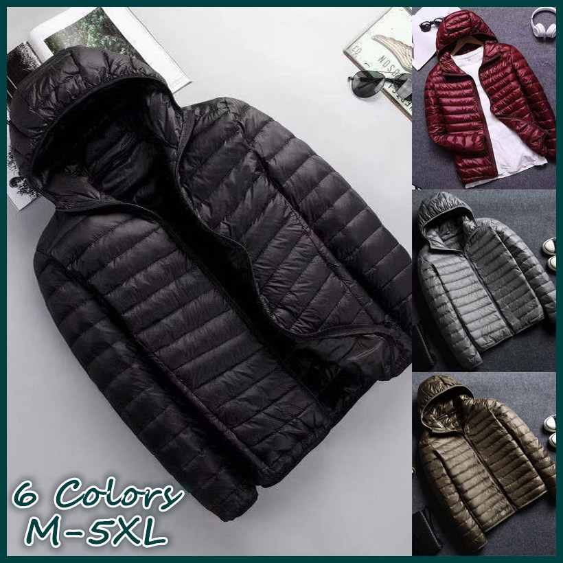 

New Fashion Men Plus Size Down Padded Jacket Casual Lightweight Cotton Jacket, Red