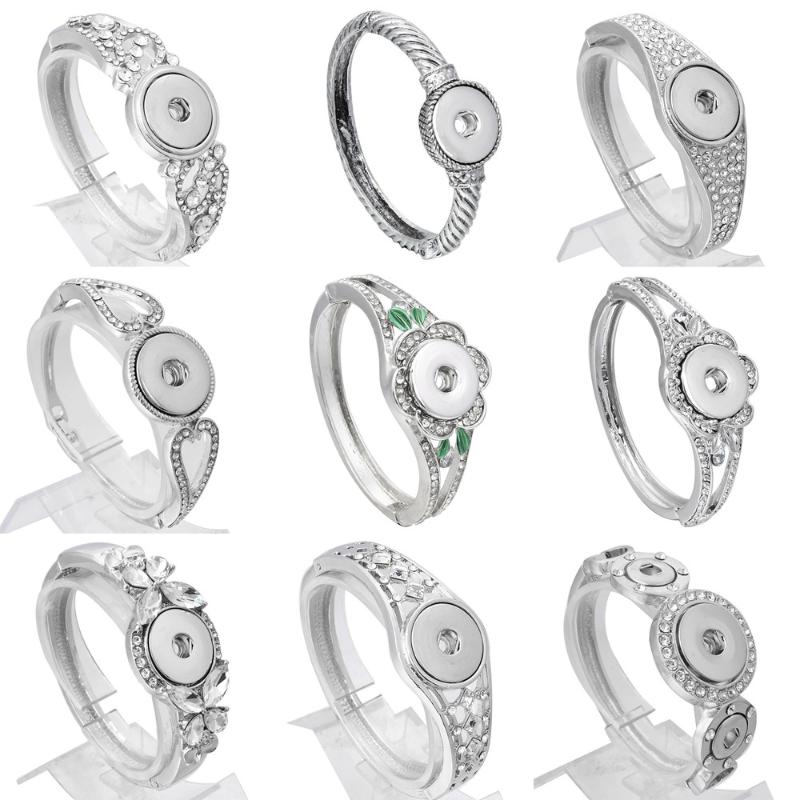 

Charm Bracelets Snap Jewelry Rhinestone Leather Button Bracelet For Women Men Fit Snaps