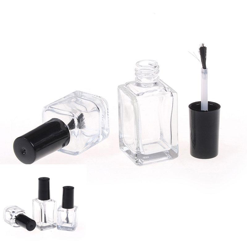 

5ml/10ml/15ml Nail Glass Bottles With Brush Transparent Glass Nail Polish Bottle Empty With Lid Brush Cosmetic Container