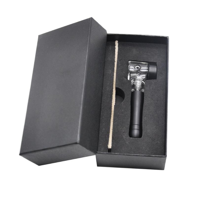 

Black Metal Tobacco Pipe Clear Glass Tobacco Pipe Smoking Accessories Dry Tool Gift Box Set for Men and Women