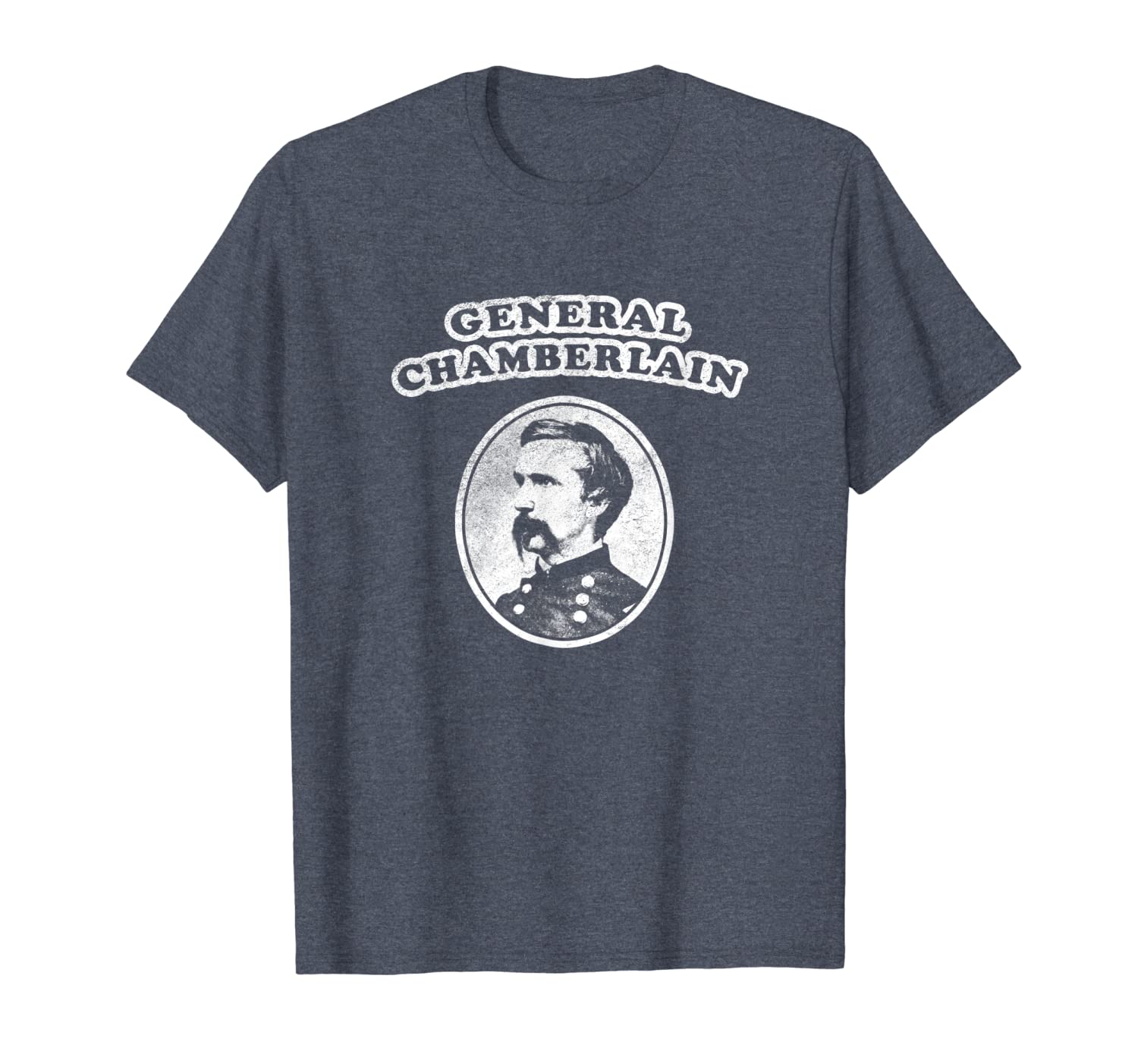 

retro general joshua chamberlain t-shirt from gettysburg, White;black