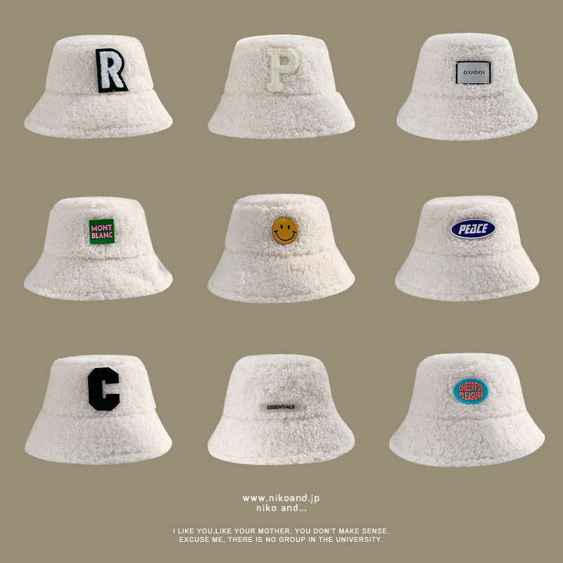 

Hats & Caps Beige Lambswool Autumn and Winter Thickening Thermal Windproof Plush Bucket Hat, Box