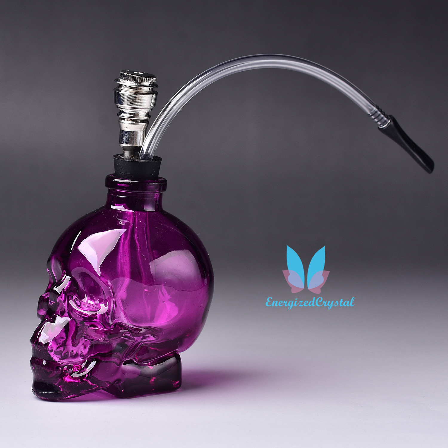 

3.5'' Purple Hookah Skull Water Pipe Glass BONG Bubbler Smoking TOBACCO U.S