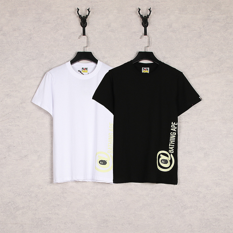 

t shirt chaopai ape head @ letter printed short sleeve men's couple, White