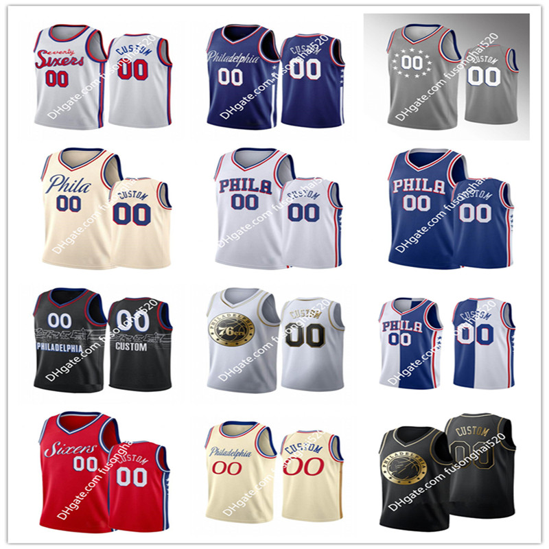 

Custom Printed NCAA Joel 21 Embiid Ben 25 Simmons Tobias 12 Harris Dwight 39 Howard Seth 30 Curry Men Woman Kids Youth Basketball Jerseys, Black;red
