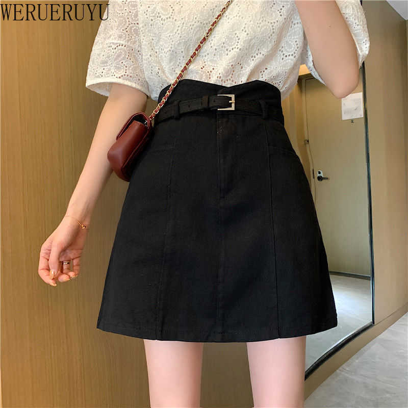 

WERUERUYU Sexy Women Denim Mini Skirt Fashion Summer High Waist Korean Black Skirt purple Package Hip Harajuku Plus Size 210608, Photo color