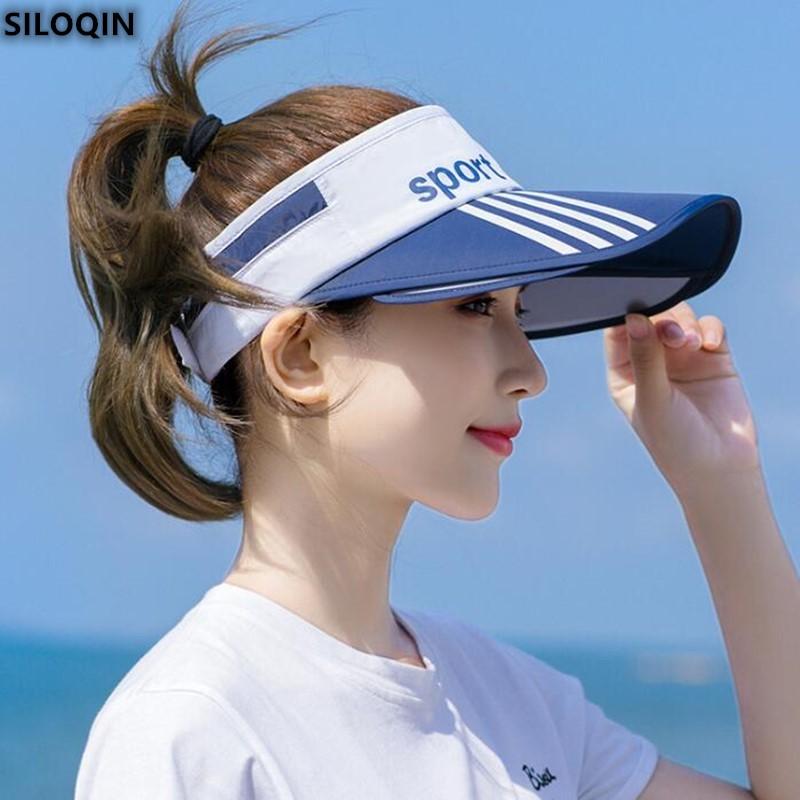 

Wide Brim Hats SILOQIN Trend Female Cycling Sun Protection Anti-UVShading Empty Top Big Summer Fashion Hat Adjustable Size Sombrero, Blue;gray