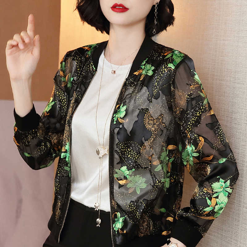 

Woman Jacket Autumn Long Sleeve Jacket Women Women Coats And Jackets Print Zipper Cardigan Coat Women Jacket Clothes D381 210602, Green