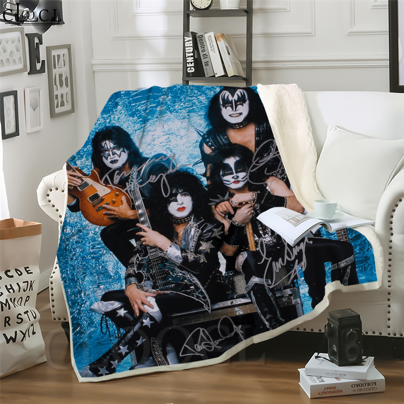 

CLOOCL Pop Metal Kiss Band 3D Print Casual Style Conditioning Blanket Sofa Teens Bedding Throw Blankets Plush Quilt