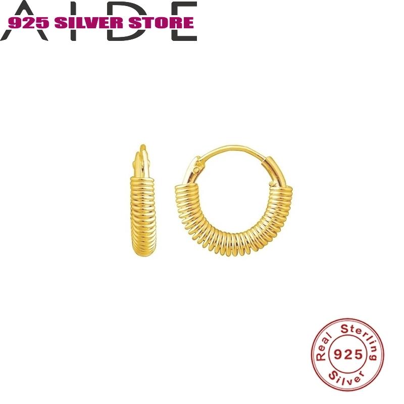 

Hoop & Huggie Aide 925 Sterling Silver Earrings Spring Curved Small Ear Bone Aros Tiny Nose Ring Girl Aretes Hoops