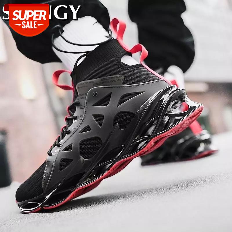 

Men's Sport Shoes Blade Bottom 2020 High Top Sneakers Men Tennis Outdoor Hight Increased Male Running Shoes Light Mesh Brethble #Qj52