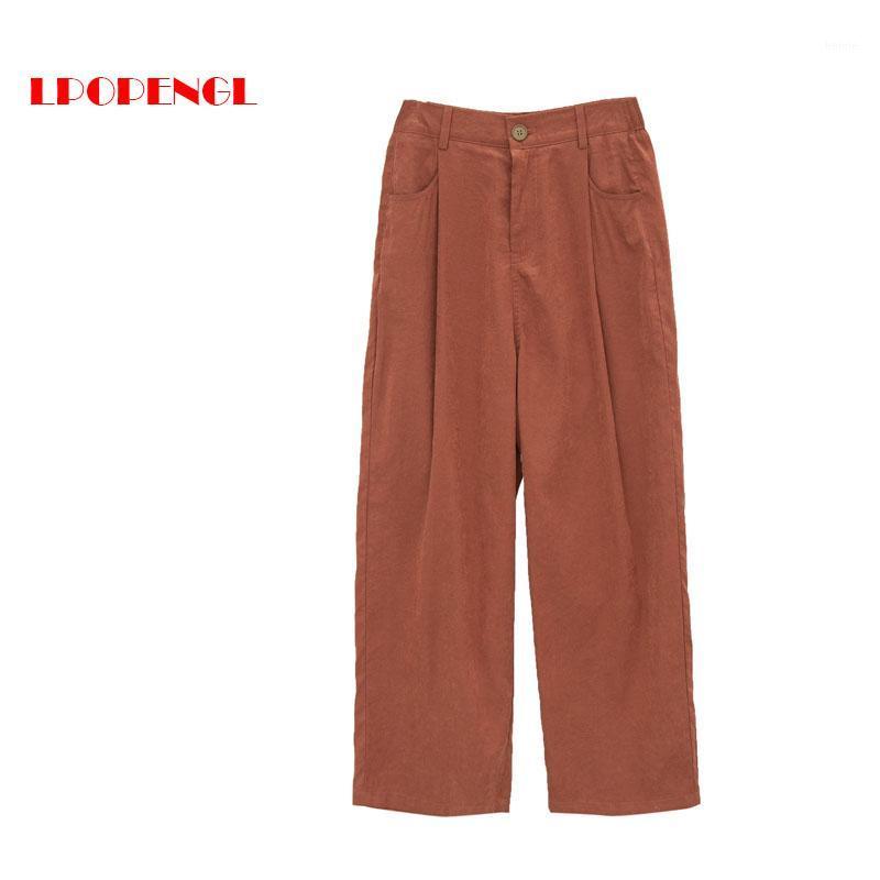 

Women's Pants & Capris High-waist Wide-leg 2021 Spring Autumn Fashion Casual Loose Simple All-match Elastic Waist Trousers Clothing, Black;white