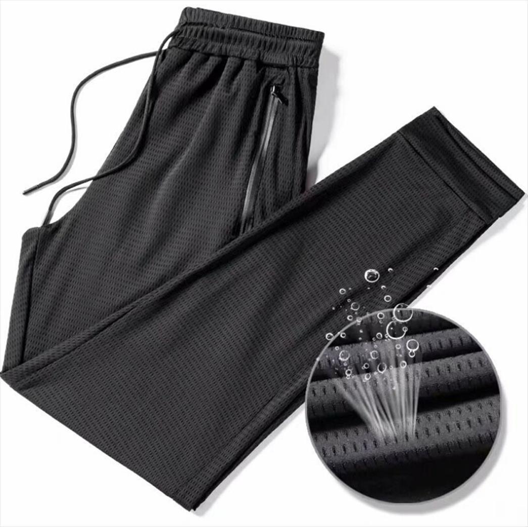 

thin solid color drawstring women pants elastic loose breathable casual summer breathe light for men plus size, Black