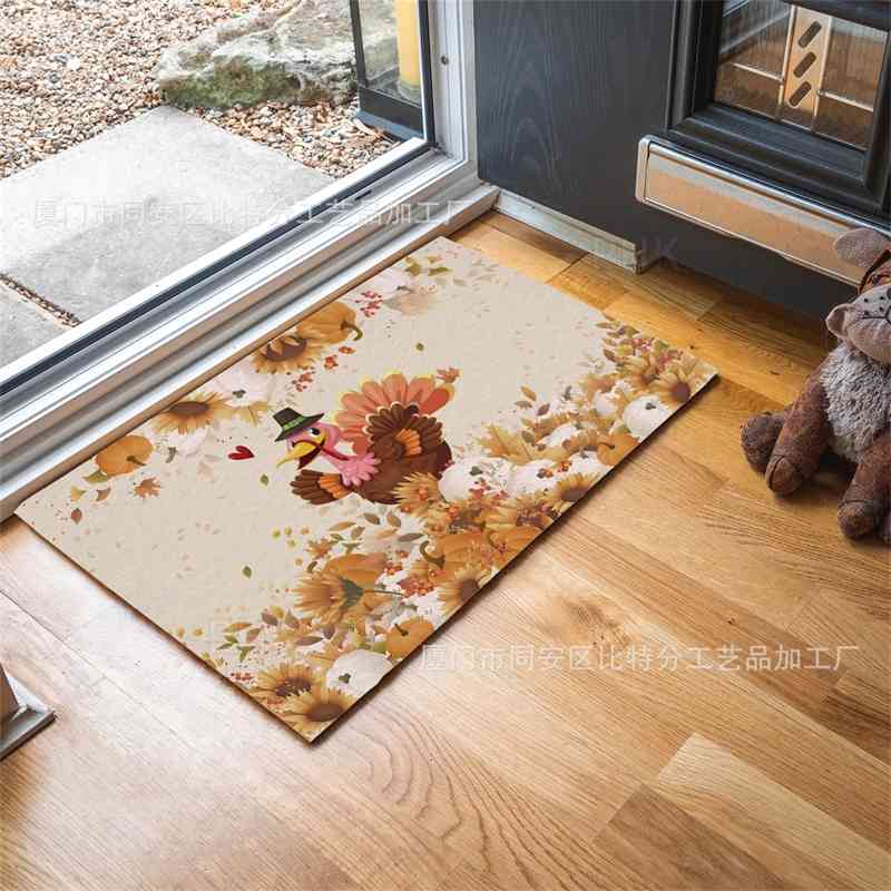 

New style flannel floor mat Thanksgiving carpet pattern living room doormat, Style 1