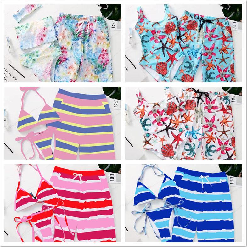

Couples Swimwear Shorts Bikini Set Letter Print Swimsuit Textile Mens Womens Beach Swimming Suit High Quality Women Bikinis Two Piece