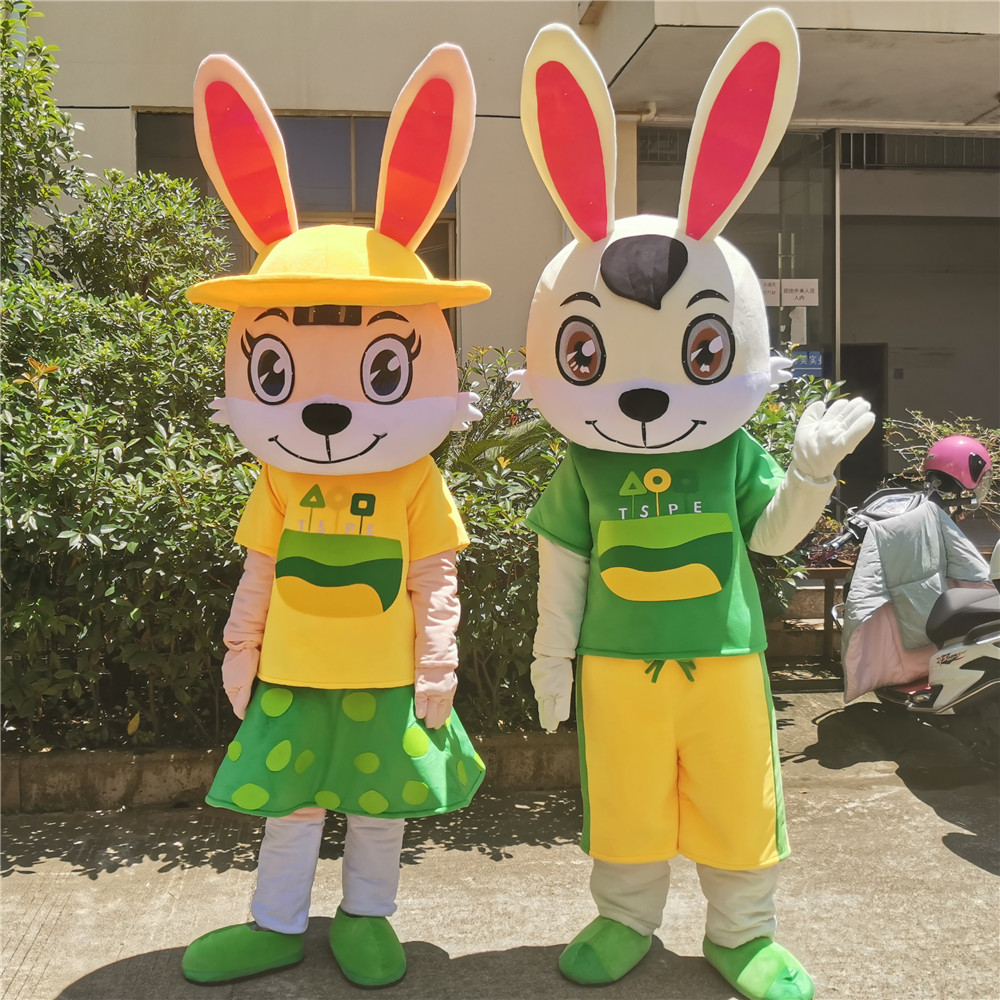 Mascot CostumesEaster Rabbit Mascot Costume Bugs Bunny Hare Dress Adult Size Complete Outfit Halloween Xmas Birthday Party Parade Suits-image-747358024