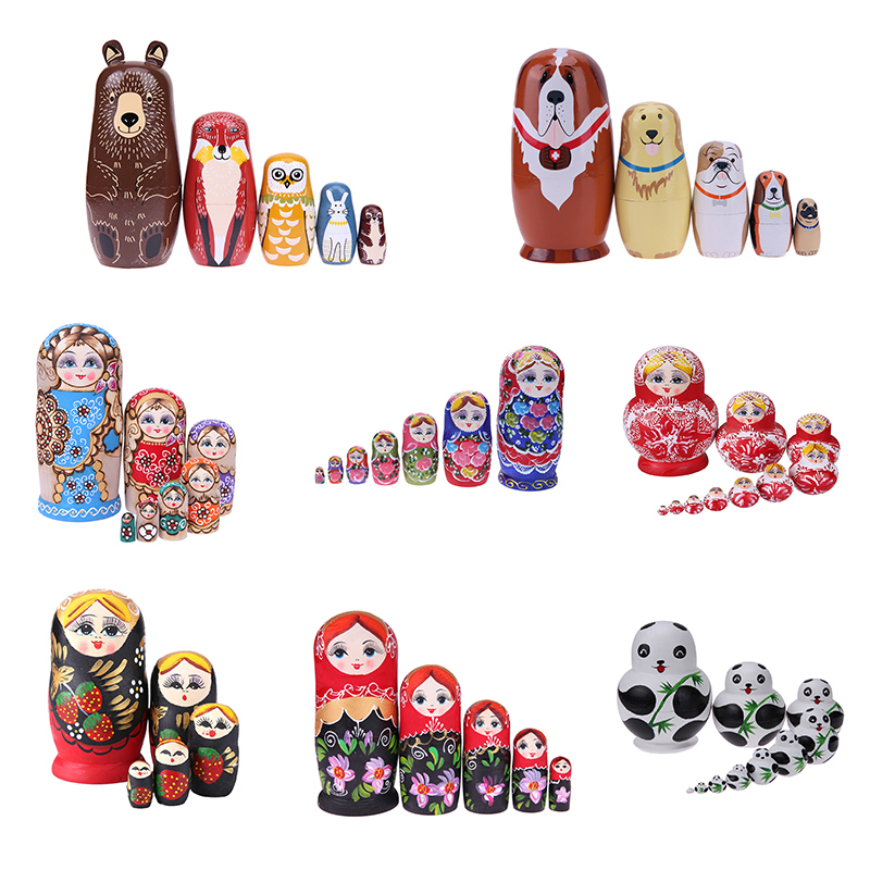 

20 Styles Nesting Wooden Doll Toys Unpainted DIY Embryos Russian Nesting Toy Matryoshka Dolls Kids Learning Painting Toys L0308