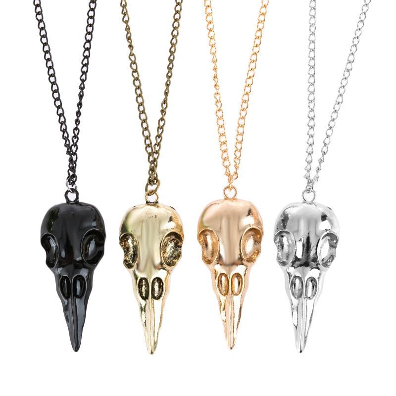 

Pendant Necklaces Creepy Animal Bird Crow Skull Necklace Satanic Gothic Vampire Choker Witch Jewelry Horror Halloween Accessories Gifts