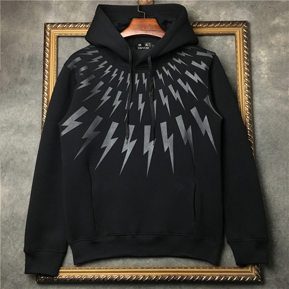 

2021 New 100% Algodo Clssico Preto Relmpago Camisola Com Capuz Masculino Dd | 41935d510 Dqwd, Black
