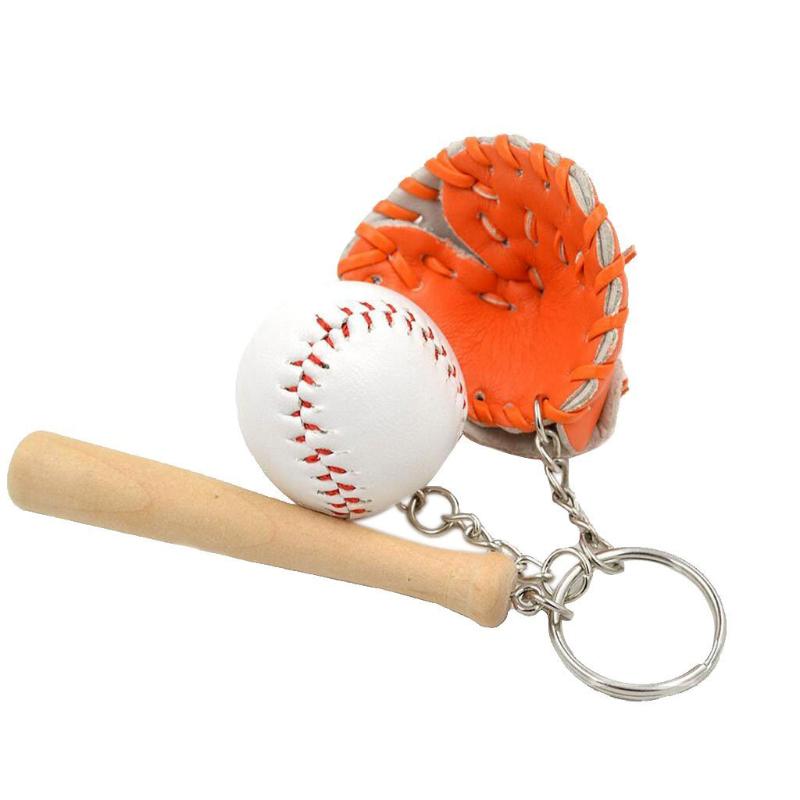 

Keychains Mini Baseball Ball + Bat Glove Set Pendant Keychain Keyring Gift - Orange