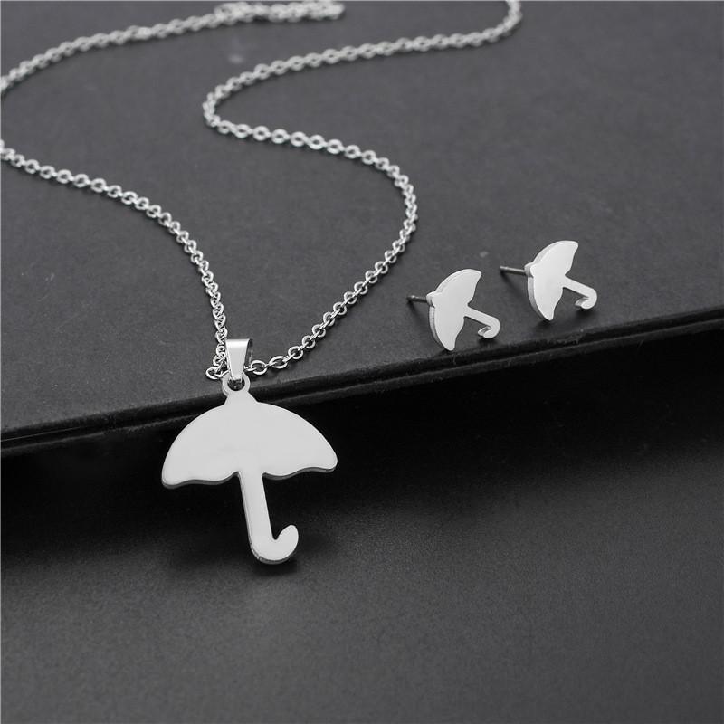 

Pendant Necklaces Europese En Amerikaanse Populaire Paraplu Ketting Persoonlijkheid Rvs Oorbel Set Decoratie