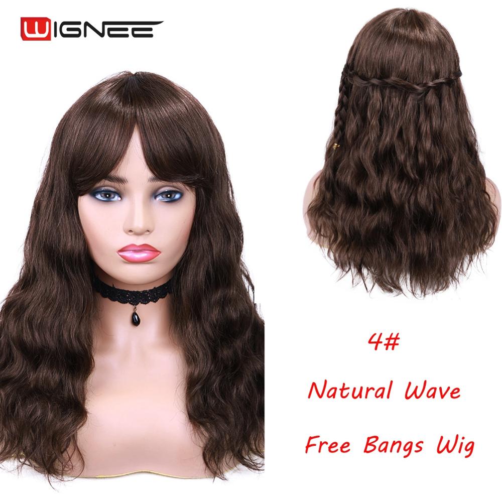 

24 Inch Wignee Natural Wave Real Human Hair Wig Suitable for Black Women 150% Density Without Glue, Auburn
