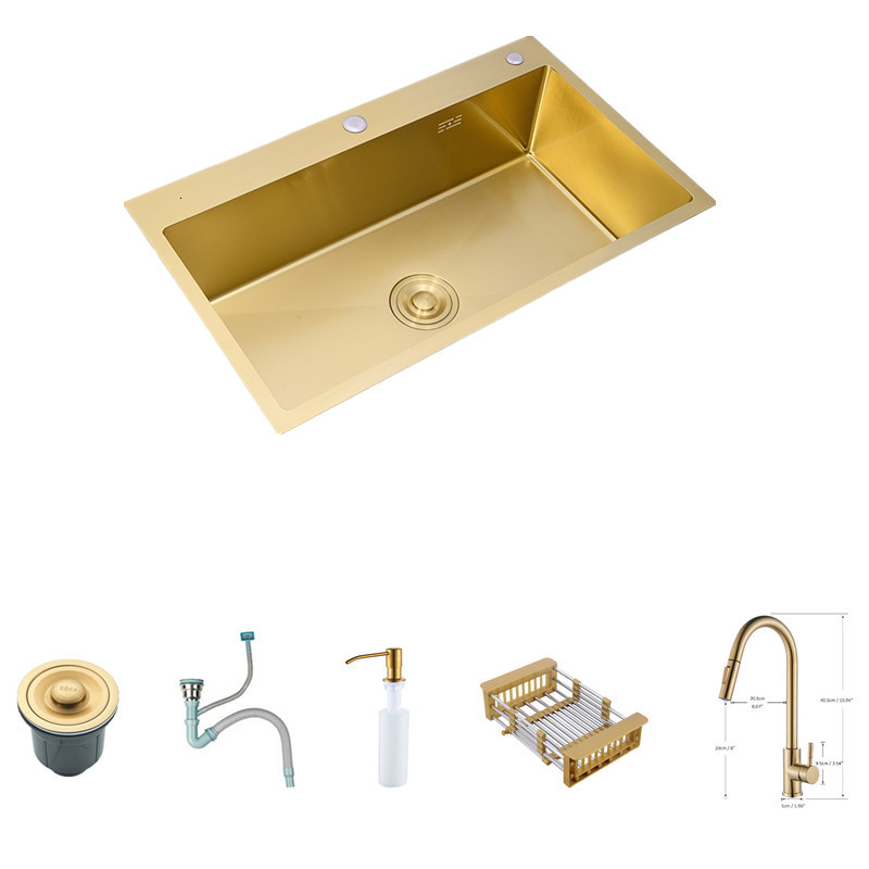 

2021 New 53x43cm Above the Gold Counter Cooks Vegetable Pias Wash Basin 304 Handmade Stainless Steel Single Bowl with Tap B4uc