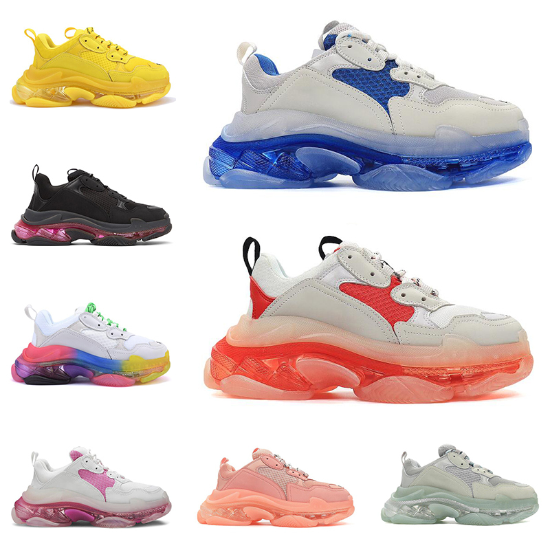 

2020 Triple s clear sole platform shoes for men women fashion paris sneakers black pink yellow rainbow mens trainers casual Jogging Walking