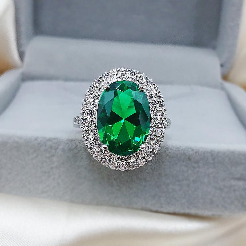 

Cluster Rings MLKENLY Real 925 Sterling Silver Ring Emerald Gemstone Cubic Zirconia For Women Wedding Party Fine Jewelry