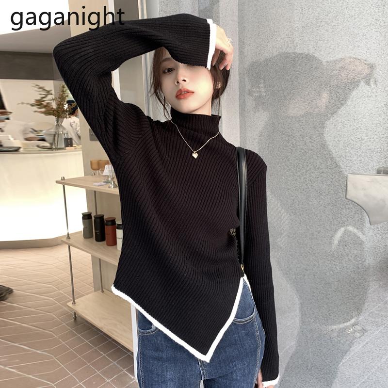 

Women's Sweaters Gaganight Women Turtleneck Sweater 2021 Autumn Winter Korean Chic Gentle Irregular Long-sleeved Bottoming Shirt Female Tops, Gray