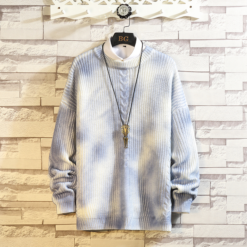 

2021 New the Neck Sweaters Man Autumn Tiedye Pullovers Korean Men Fashion Loose Nightgown K0ku, Baby