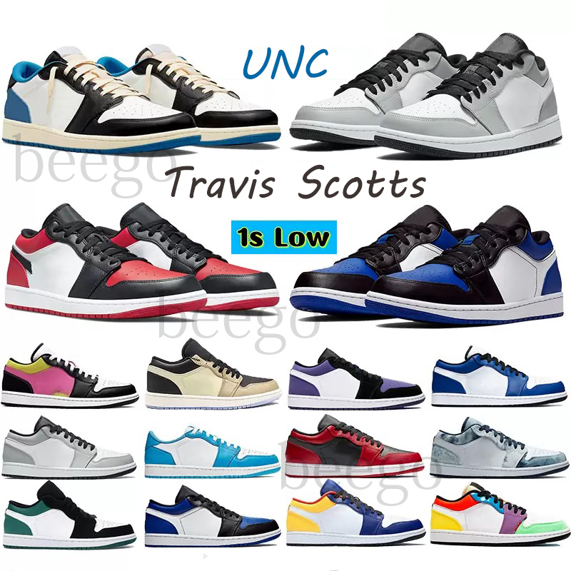 

men women for basketball shoes 1 1s travis scott x fragment design low OG sp wolf grey SE unc university blue shadow black white toe game royal jumpman jordan1 jordan1s, I need look other product