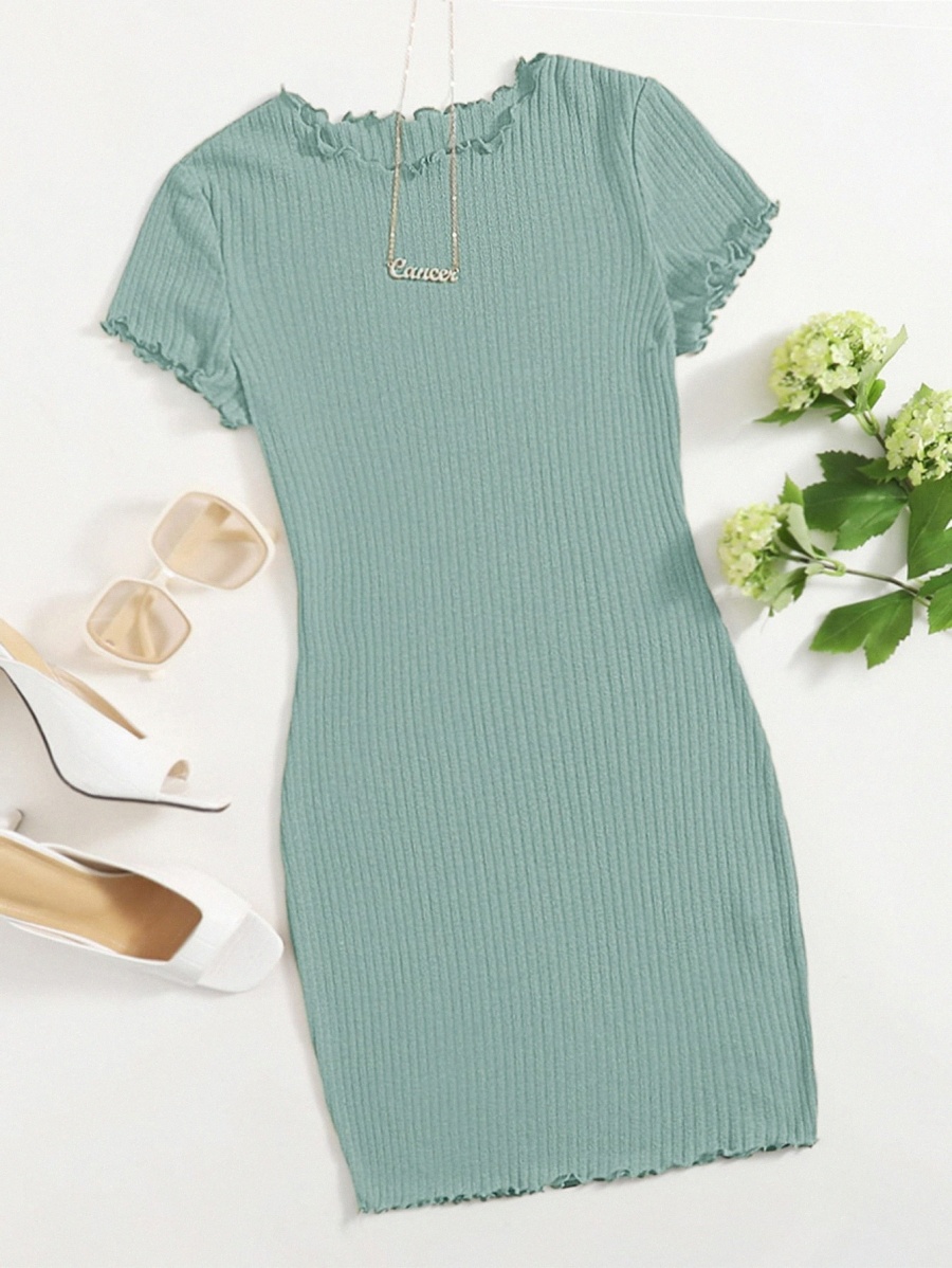 

Lettuce Trim Rib-knit Bodycon Dress z9nf#, Mint green