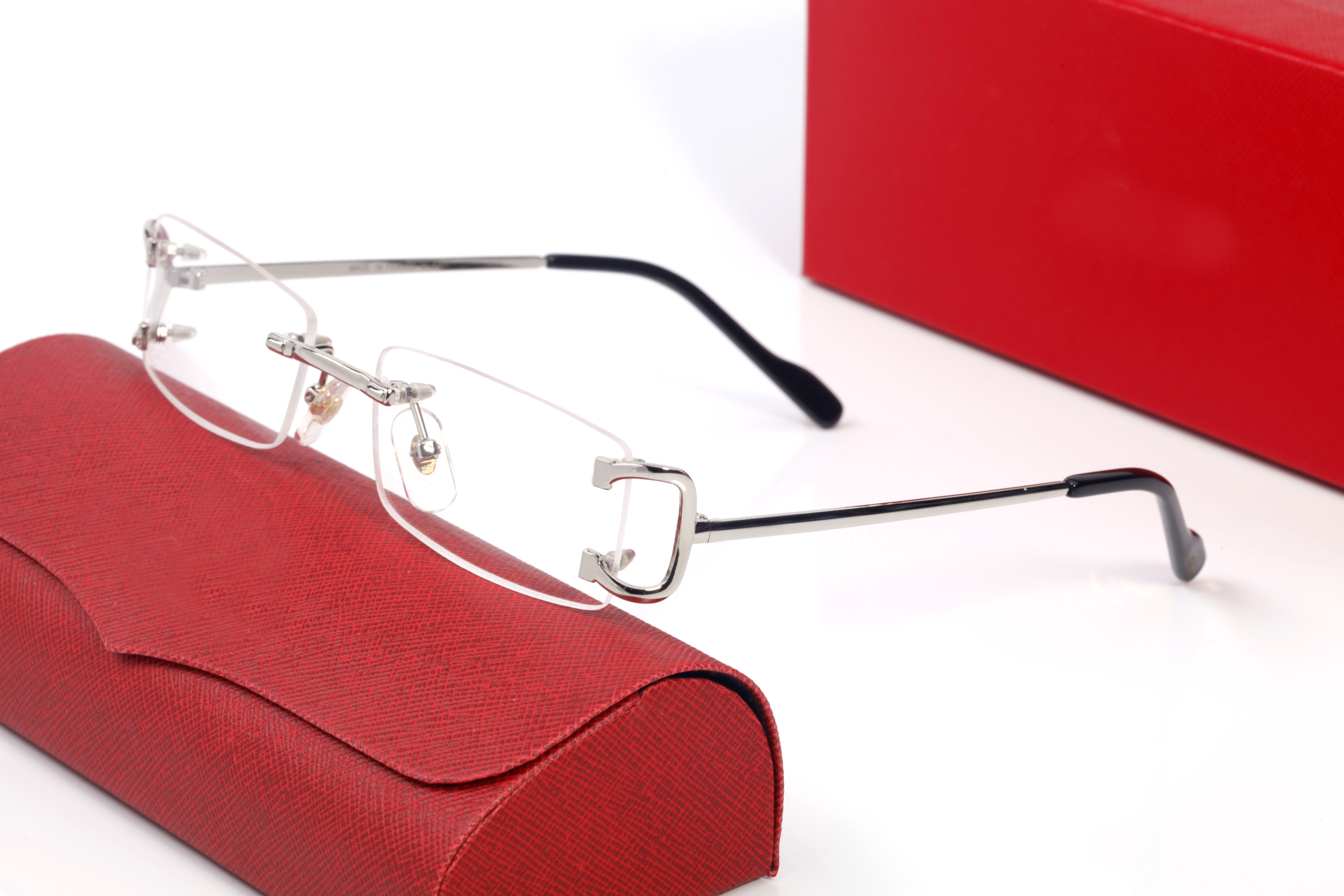 

Brand Carti Glasses Designer Sunglasses for Men Women Rectangular Frameless Sunglass Silver Tiny Silk Fashion Sunglasses Frames Eyewear Accessories With box