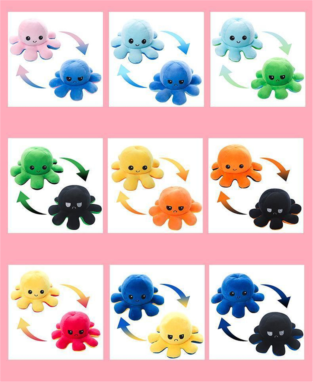 

US Stock Reversible Octopus Plush Toys Emotion Octopus Stuffed Mood Changing Happy Sad Mad Grumpy Flippable Inside out Emotional