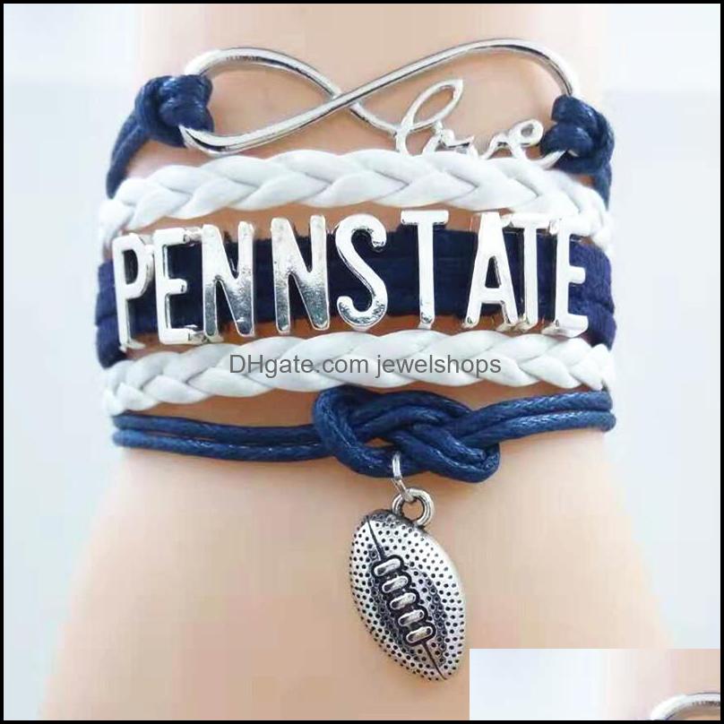 Charm Bracelets Jewelry Infinity Love Penn State Football Team Bracelet Blue White Color Friendship Drop Delivery 2021 Mxl9N-image-747331570