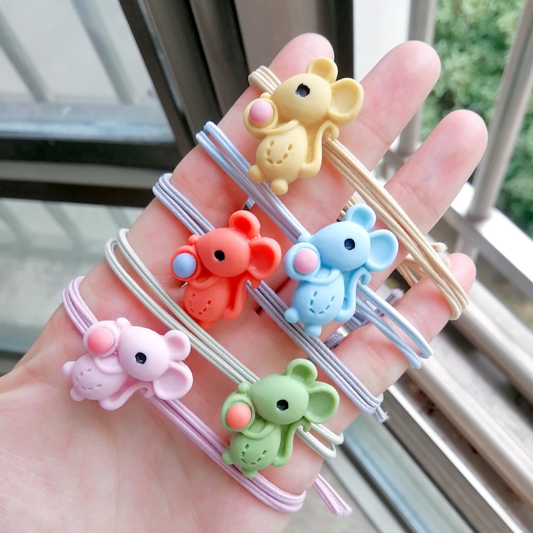 

Rubber band set children head rope Korean edition cartoon cute baby tie hair jewelry wholesale Children Rubber band hair cord headdress Cartoon animal, Slivery;white