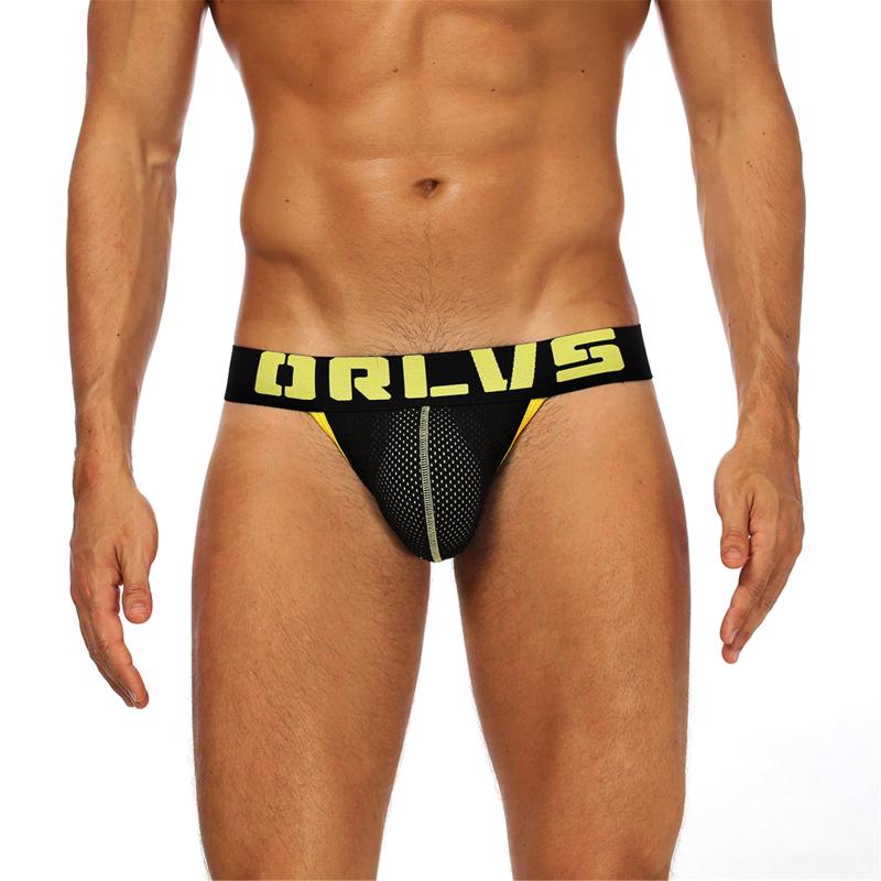 

Underpants Sexy Men's Gay Underwear Comfortable Jockstrap Mens Briefs Low Waist U Raised Tight Nylon Lift Buttock Thong Cuecas Masculinas, Yellow