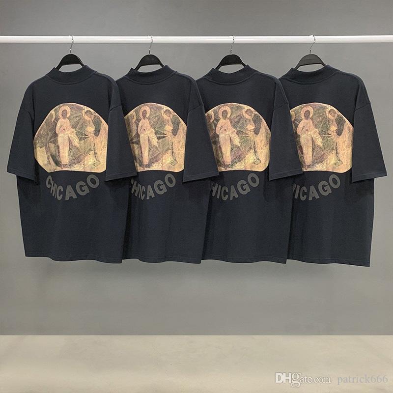 

Kanye west Jesus is king Vintage men's T shirt Short Sleeve Loose T-shirt Youth Streetwear OverSize Cotton Three Gods Religious Oil Pai, White;black