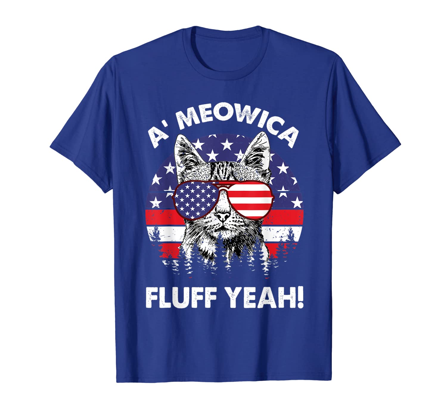 

A'meowica Fluff Yeah Patriotic American 4th Of July Tshirt G, White;black