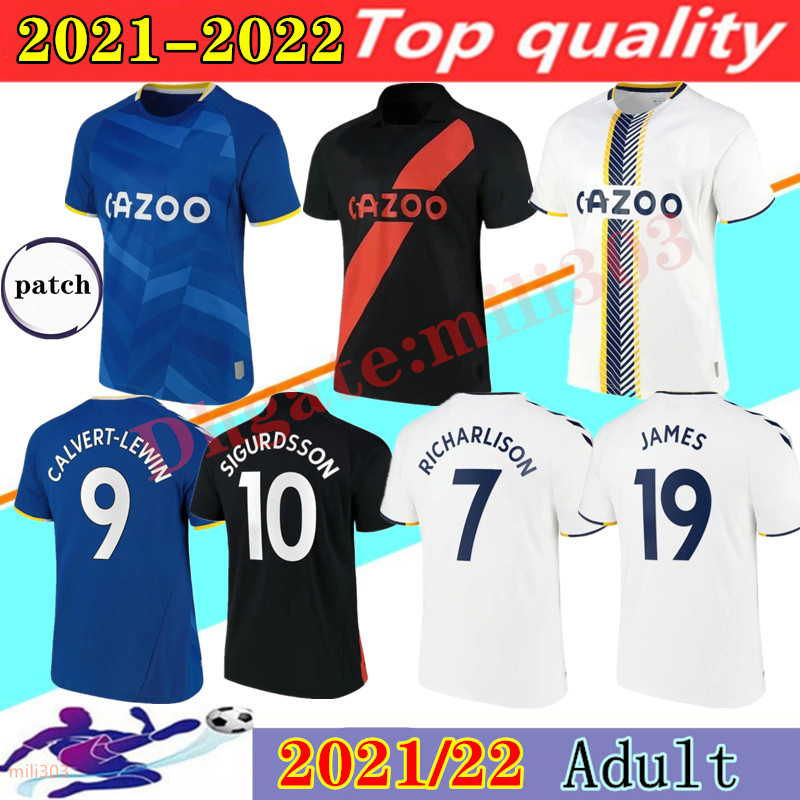 

21 22 Calvert-Lewin Soccer Jerseys 2021 2022 Everton FC JAMES SIGURDSSON ALLAN DOUCOURE KEANE ANDRÃ GOMES RICHARLISON home away third Men Fo, Black;yellow