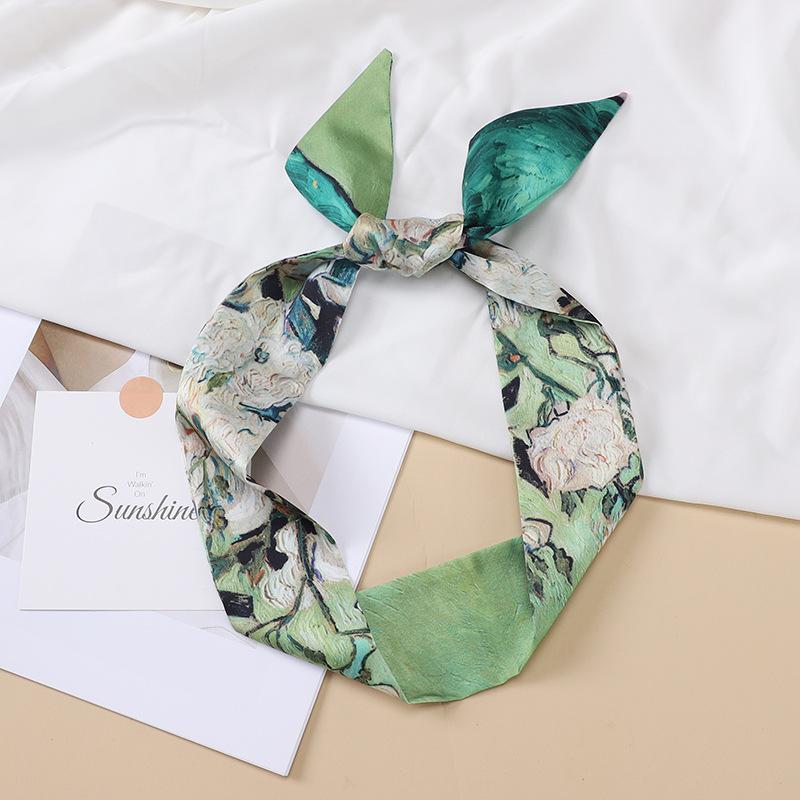 

Scarves Women's With Pointed Streamers Twill 100% Silk Scarf Skinny Bag Design Wrist Towel Foulard Neckerchief Headband