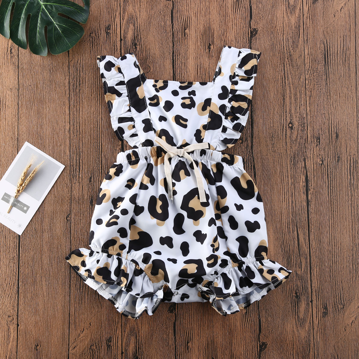 

Baby Girl Clothes Girls Leopard Print Sleeveless Ruffle Romper Newborn Jumpsuit One-Piece Sunsuit Baby Summer Clothing, Default color