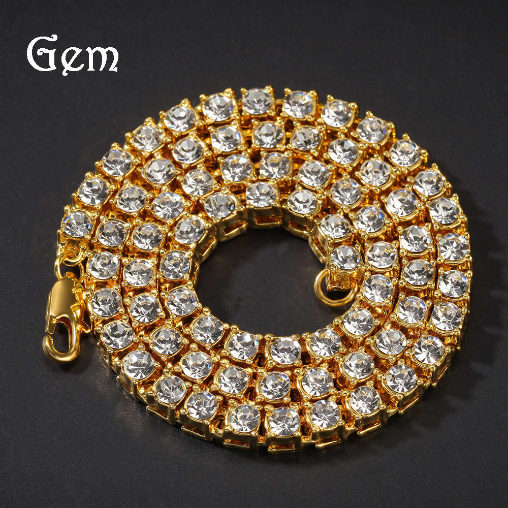 

Hip hop 1 row alloy necklace simple neck chain men's jewelry tennis chain accessories