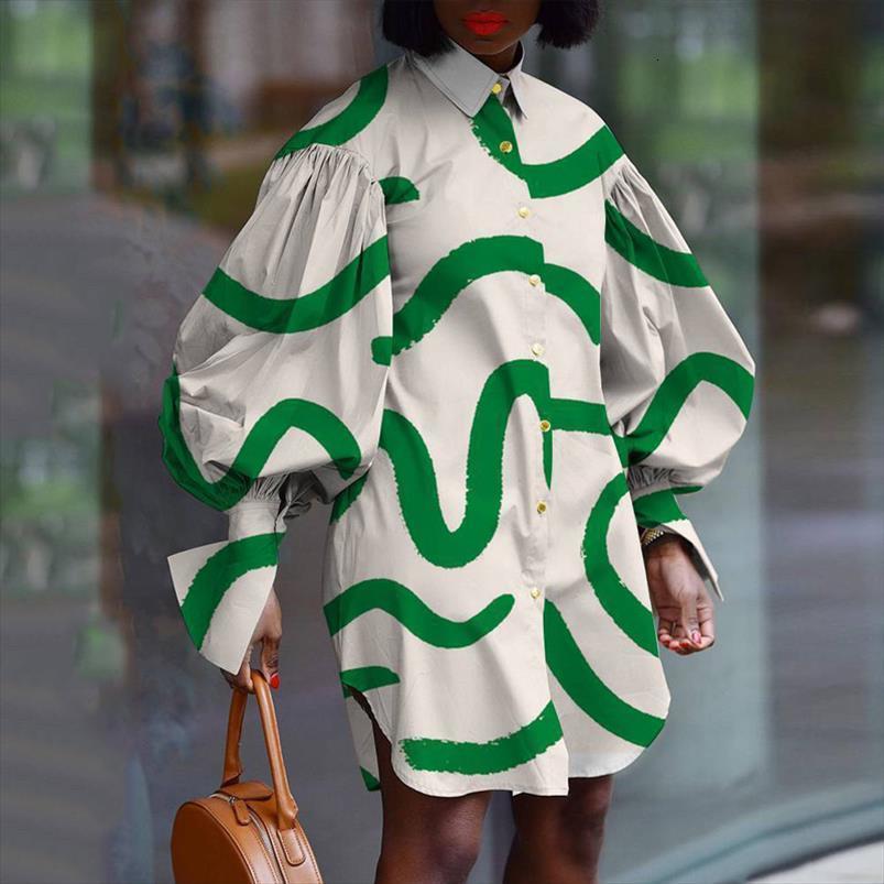 

fashion shirt lantern sleeve curve womens dresses print casual loose long plus size 4xl 5xl african ladies clothing, Black;gray