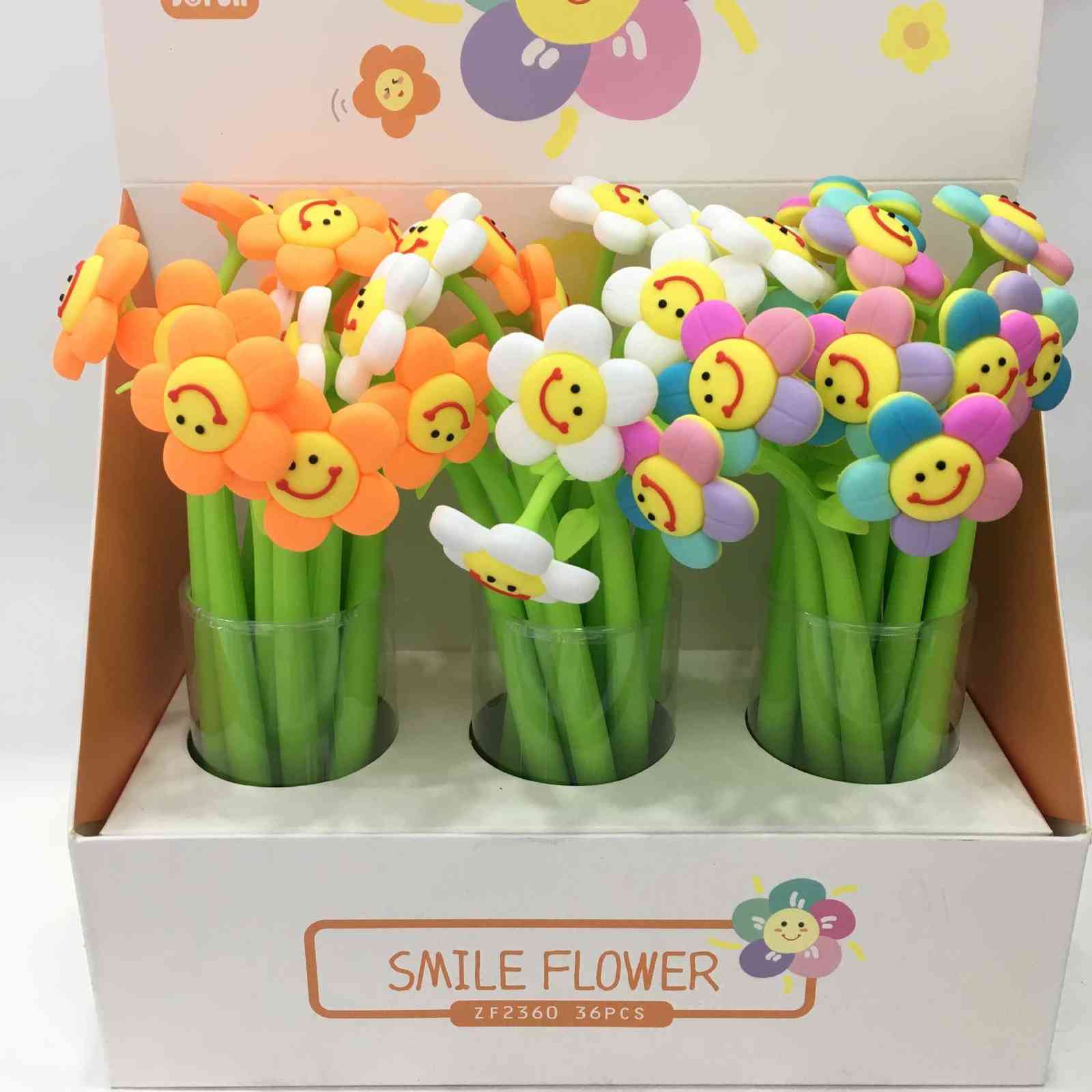 

Pen Korean student stationery gift full silica gel swing lovely smiling face flower sunflower tender leaf neutral signature