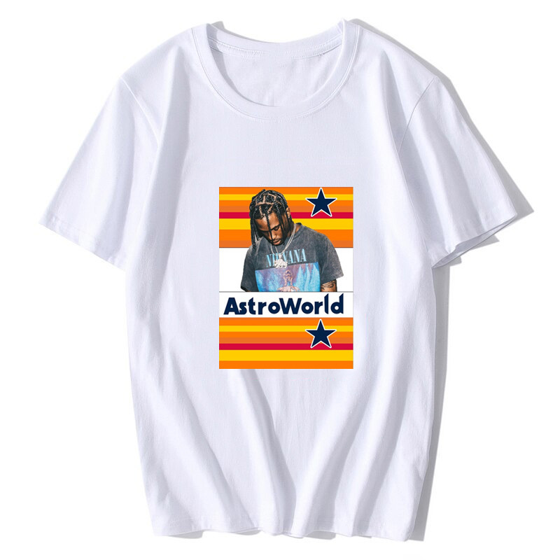 

Astroworld Casual T Shirts For Men Women Summer Clothing Cotton Tops Tee, White 1