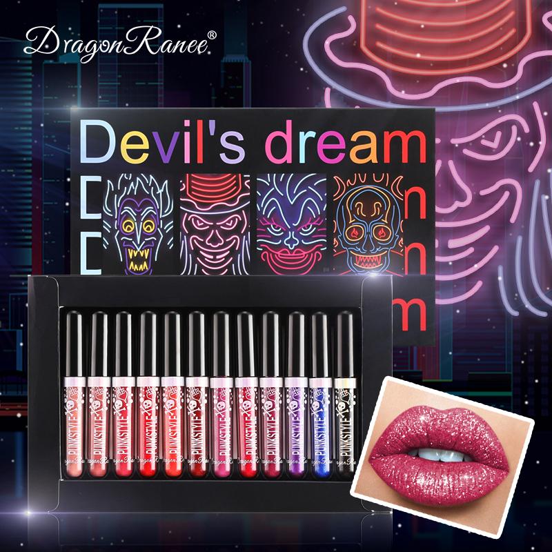 

Lip Gloss Halloween Glaze Set 12 Colors Sexy Women Lipstick Waterproof Long Lasting Moist Vivid Colorful Lipgloss Makeup, 12pcs
