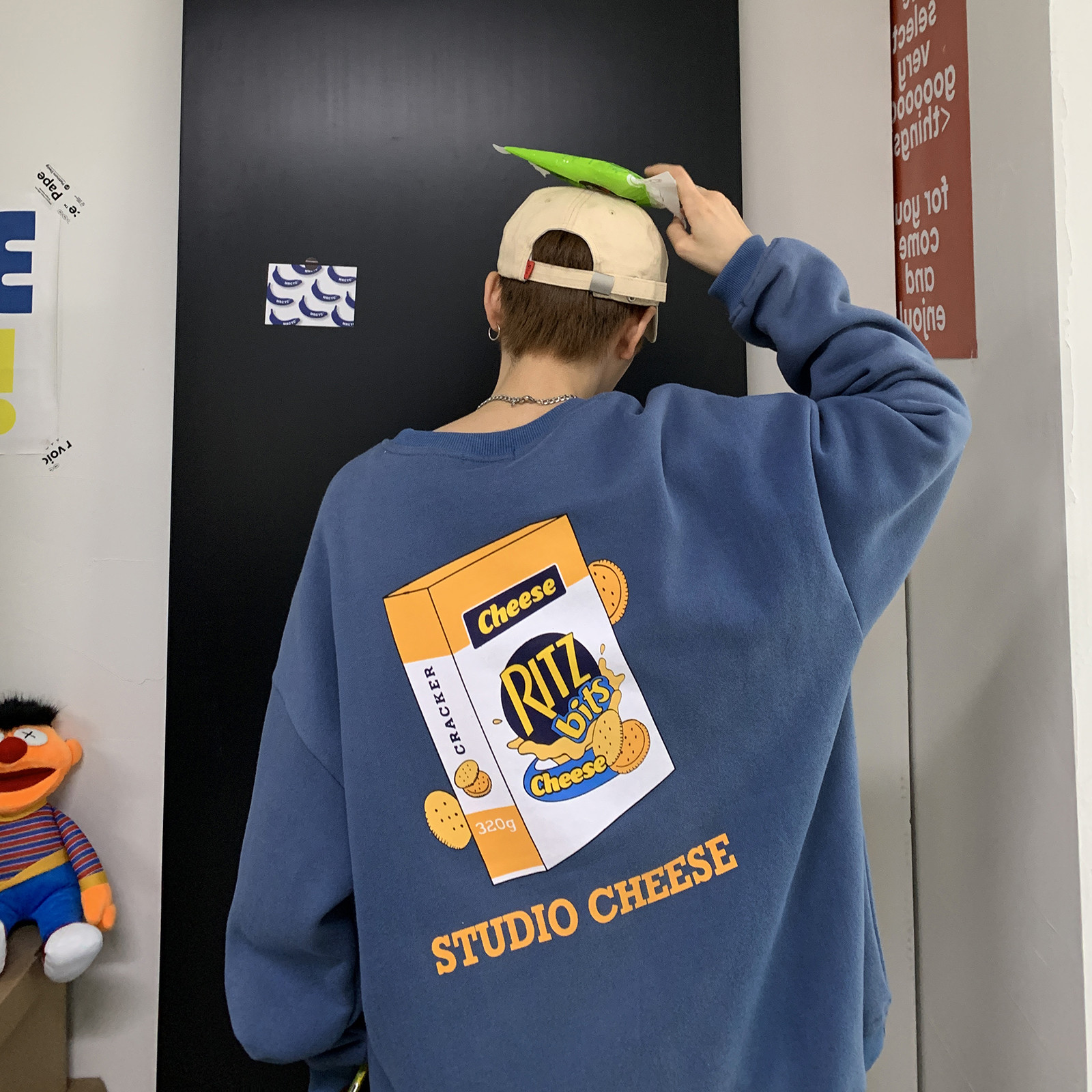 

2021 New Loose Fit Printed Men Hoodies Autumn Men's Hooded Sweatshirts Korean Man Streetwear Casual Pullovers Pa4n, Gray